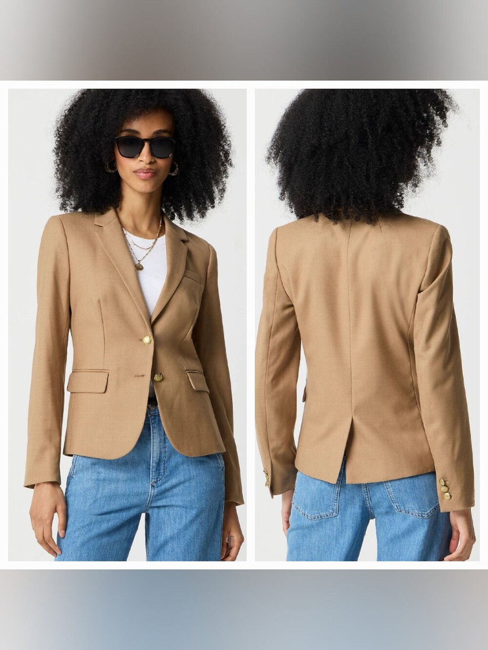 J CREW FACTORY SCHOOLBOY BLAZER WOOL BLEND CAMEL SIZE 12